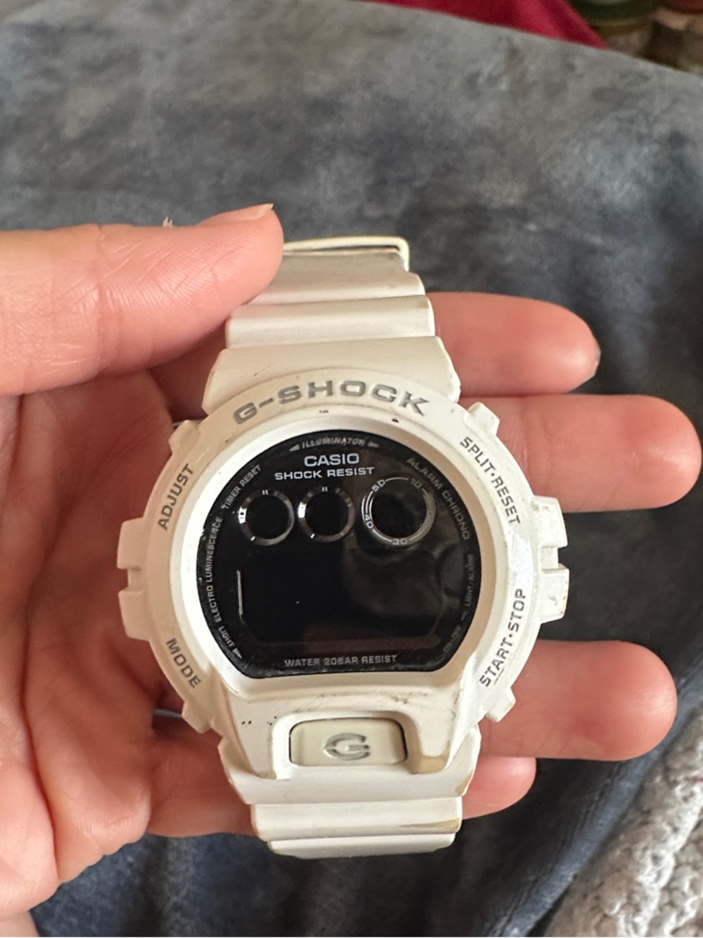 Casio White G-Shock Digital Watch with Black Face